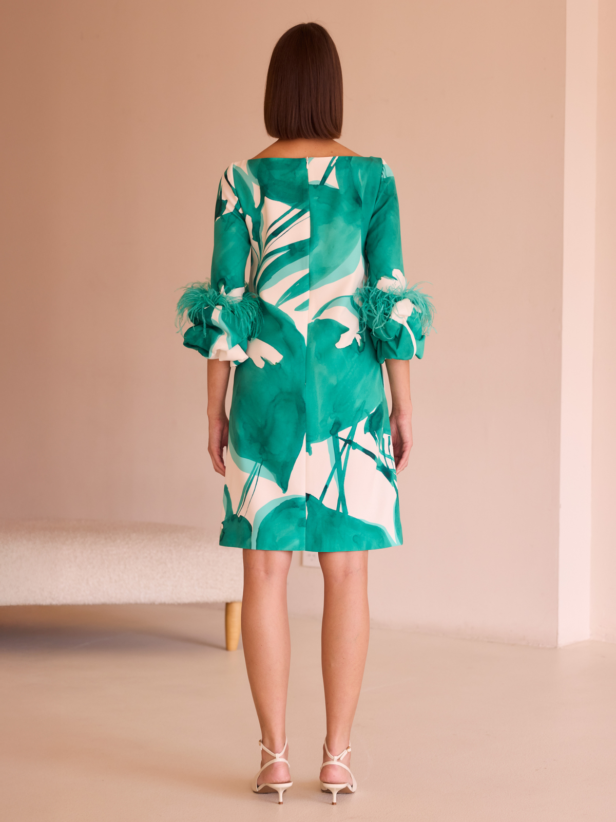 green bridesmaid dress uk Princess Kaiulani Pāʻū Rider Maxi Dress – Versatile Peacock Feather Print Dress Made in Hawaii Teal Green / L main image 1