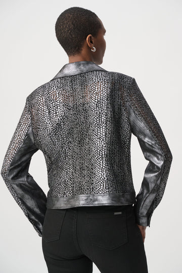 JOSEPH RIBKOFF FOILED FAUX SUEDE MOTO JACKET 262902W26