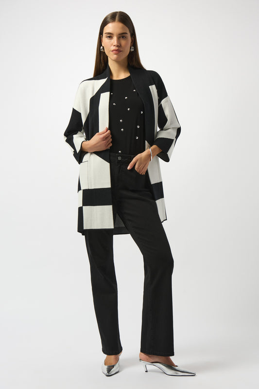Joseph Ribkoff 253901 Jacquard
Knit Colour-Block Cover-Up