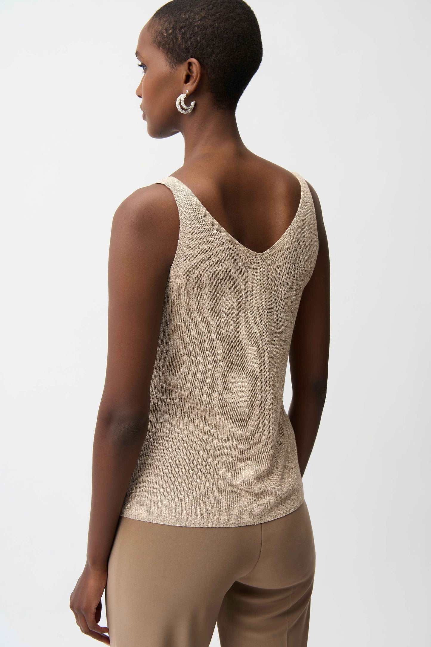 Metallic Knitted Camisole with Rhinestones
252915S26