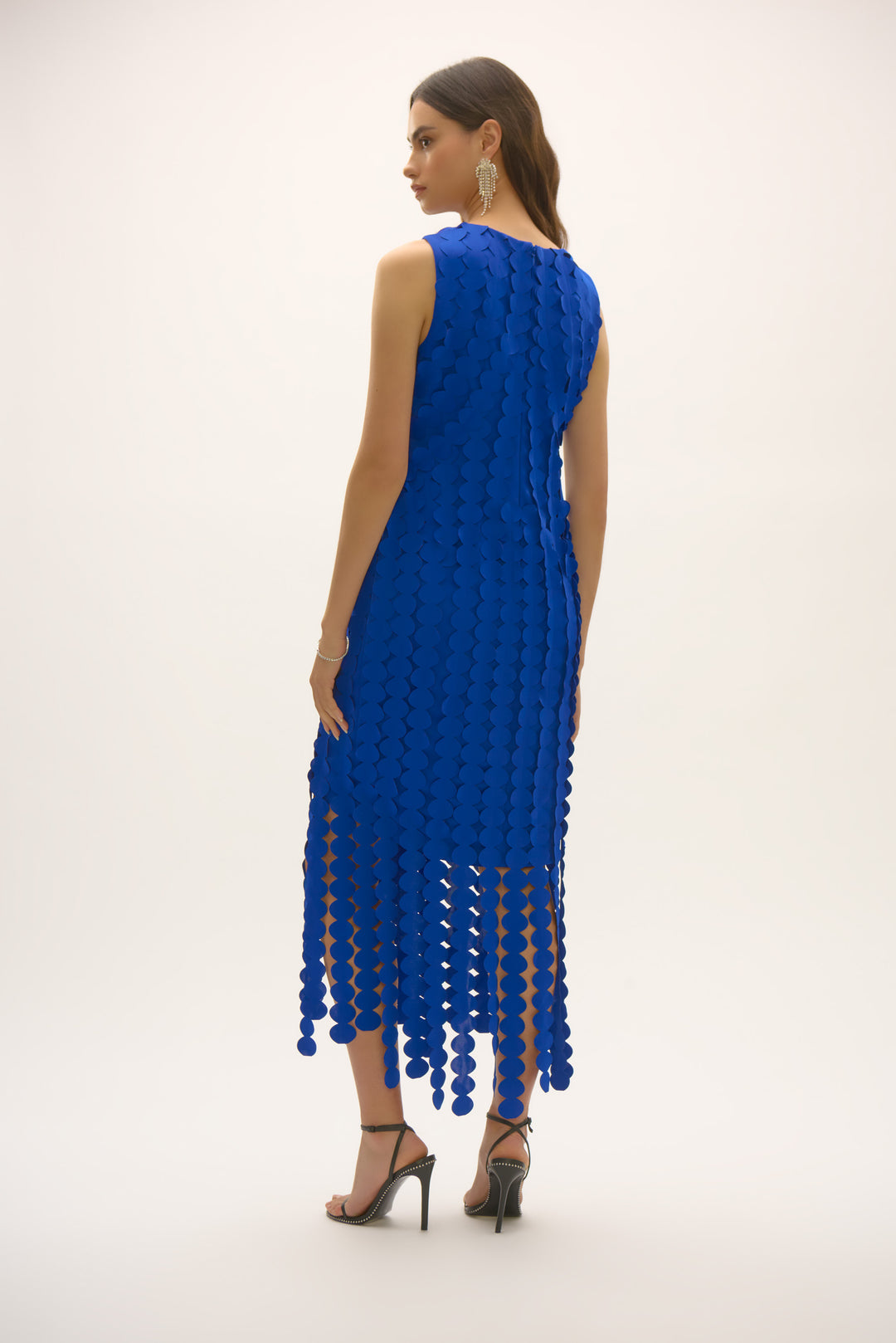 JOSEPH RIBKOFF 252712 royal sapphire circle fringe dress