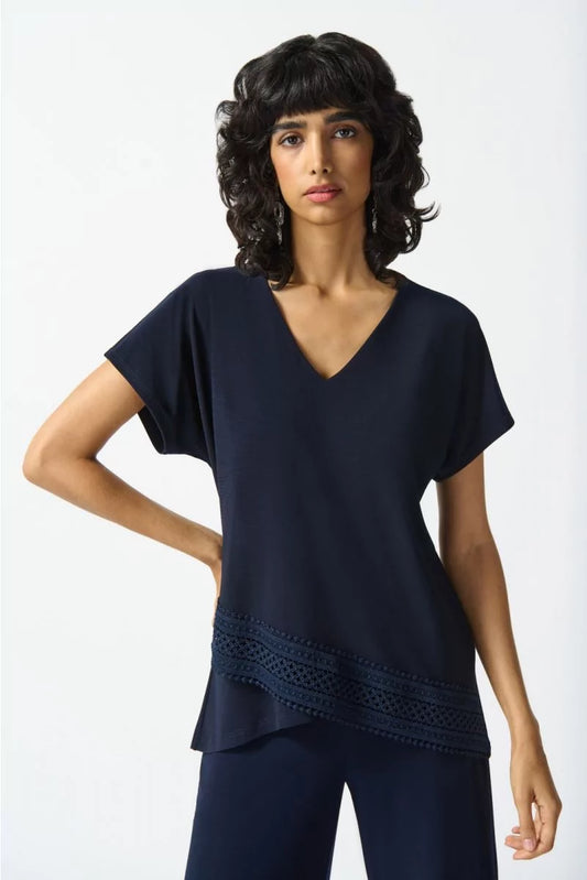 Joseph ribkoff navy lace top 242132