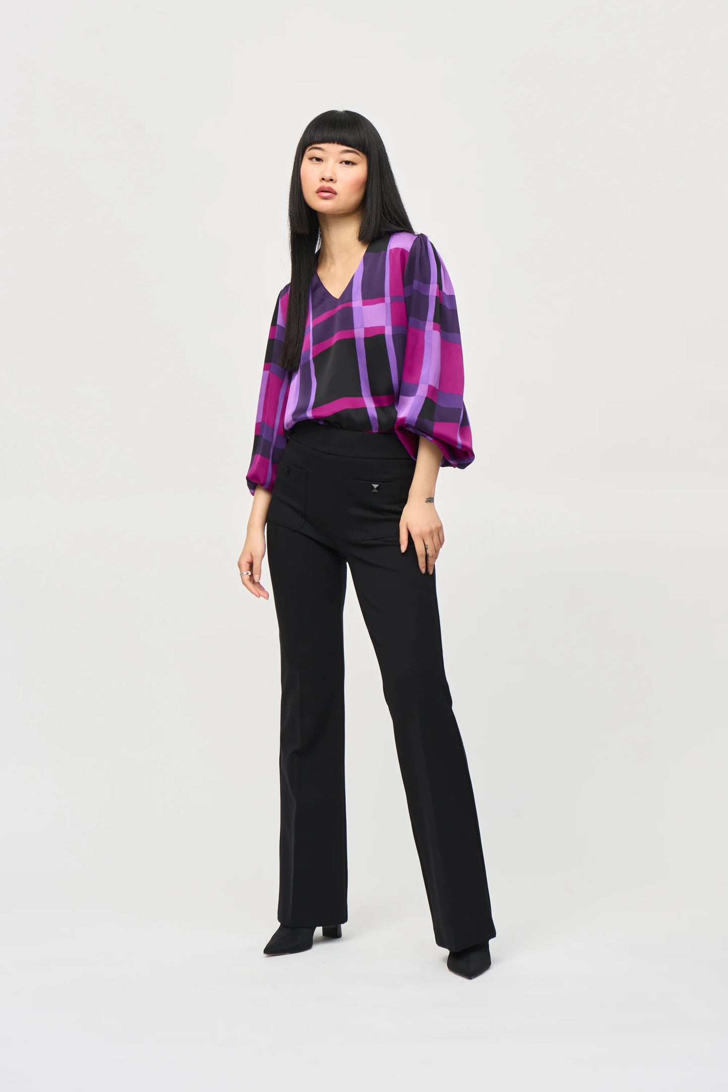 243058  Joseph ribkoff purple mix blouses