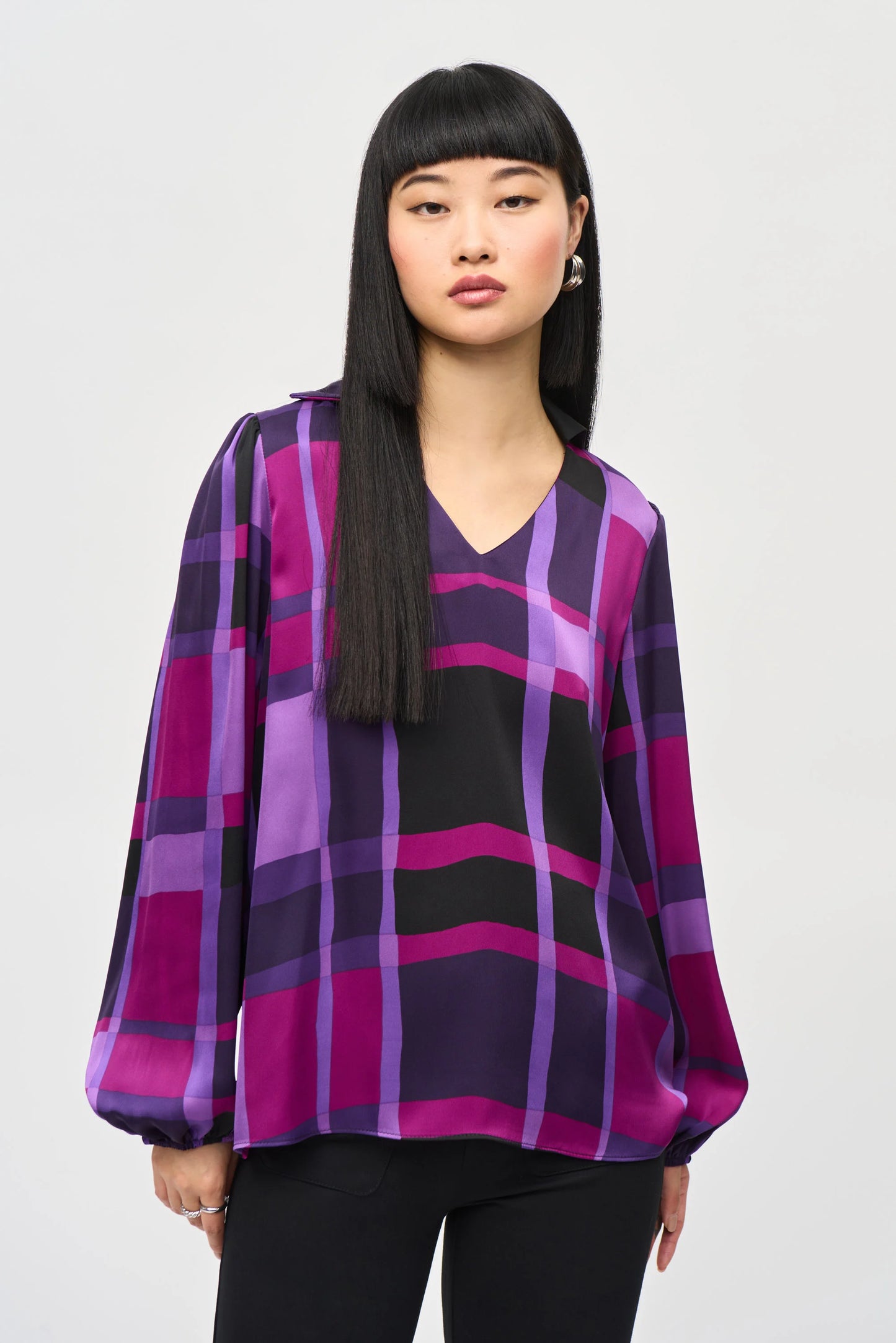 243058  Joseph ribkoff purple mix blouses