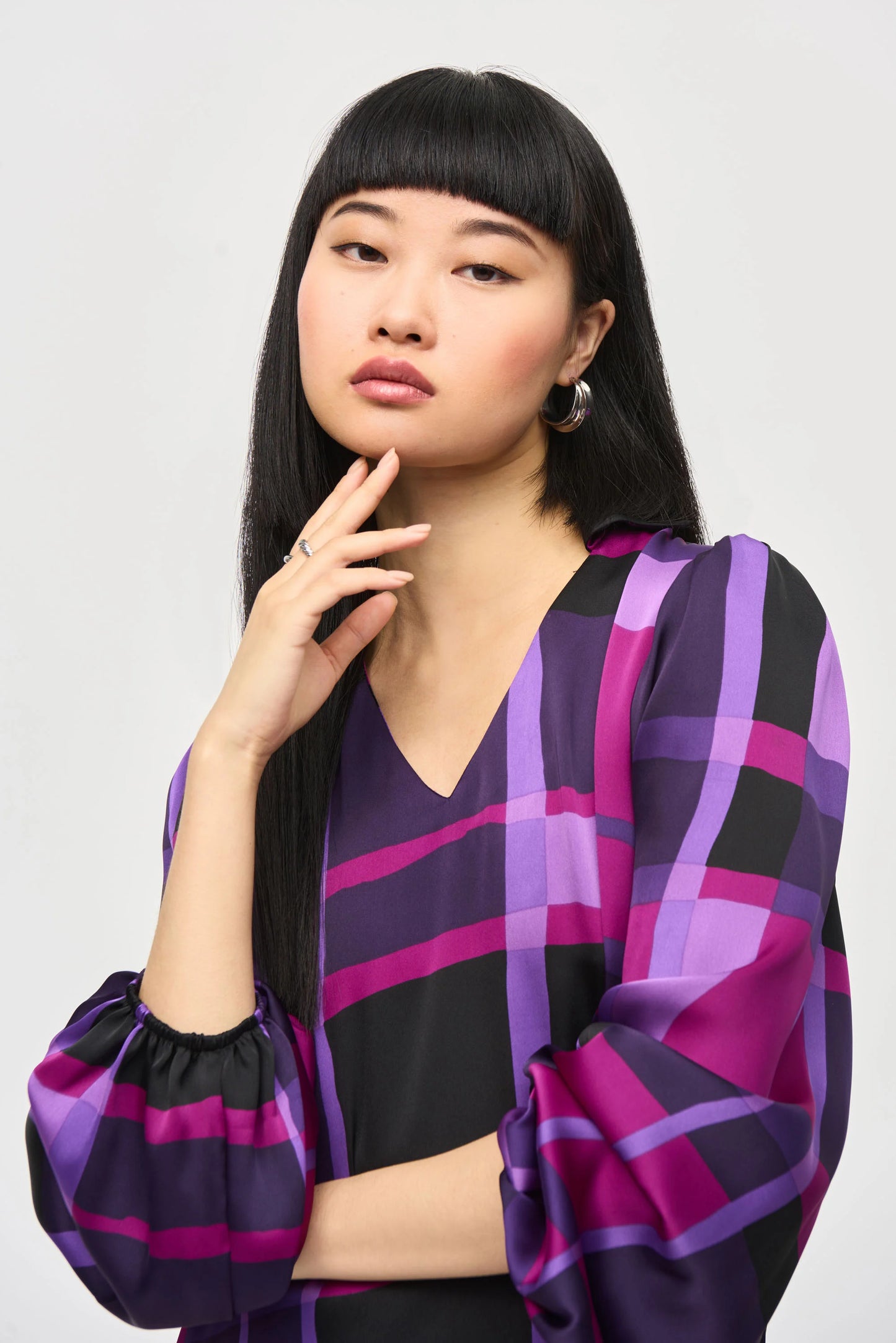 243058  Joseph ribkoff purple mix blouses