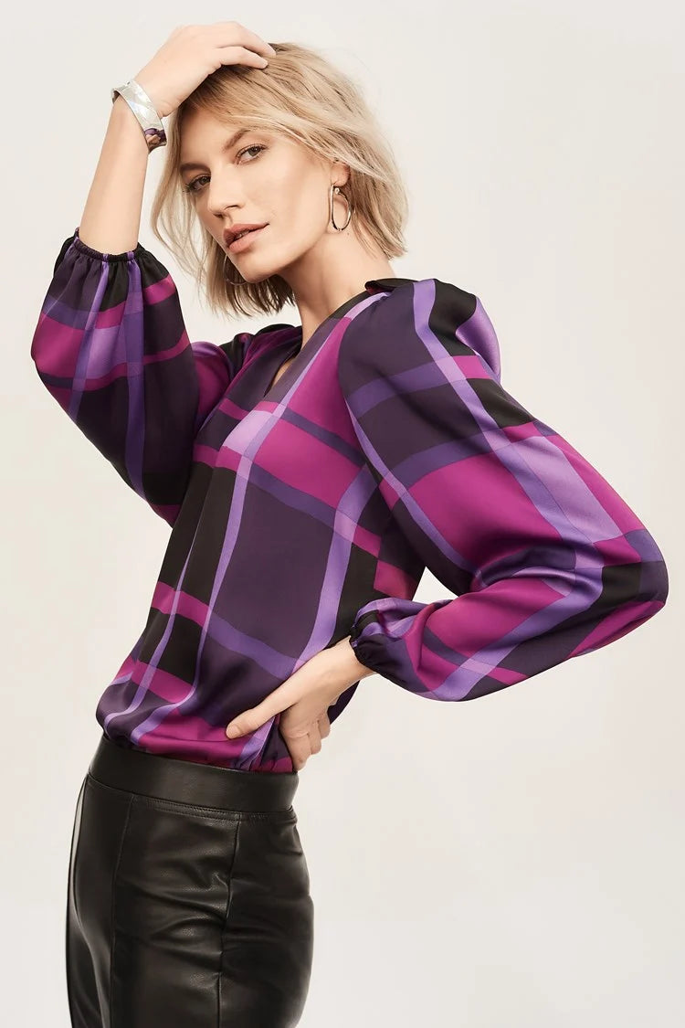 243058  Joseph ribkoff purple mix blouses