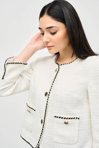 243911 boucle jacket with contrast trim