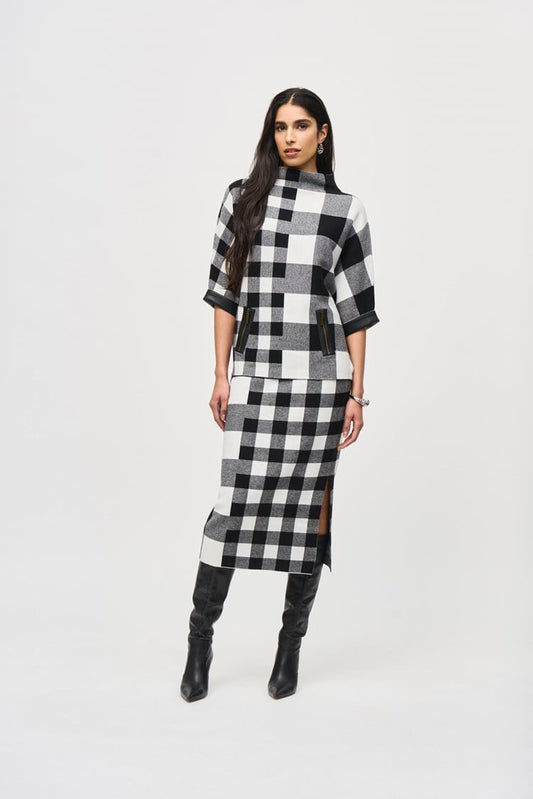 253947 plaid jacquard knit skirt