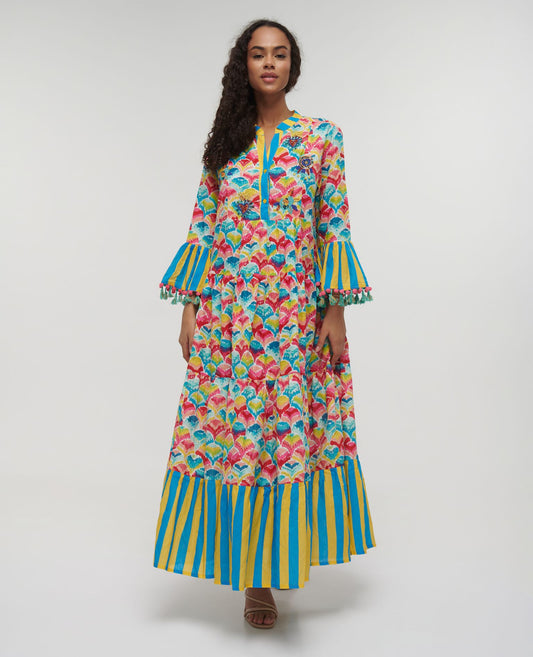 Ble 0044 multi colour holiday maxi dress
