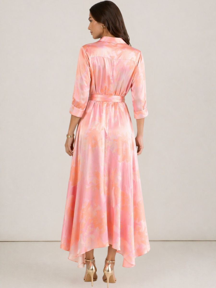 KATE & PIPPA AZURE MIDI DRESS IN BLUSH PINK PRINT