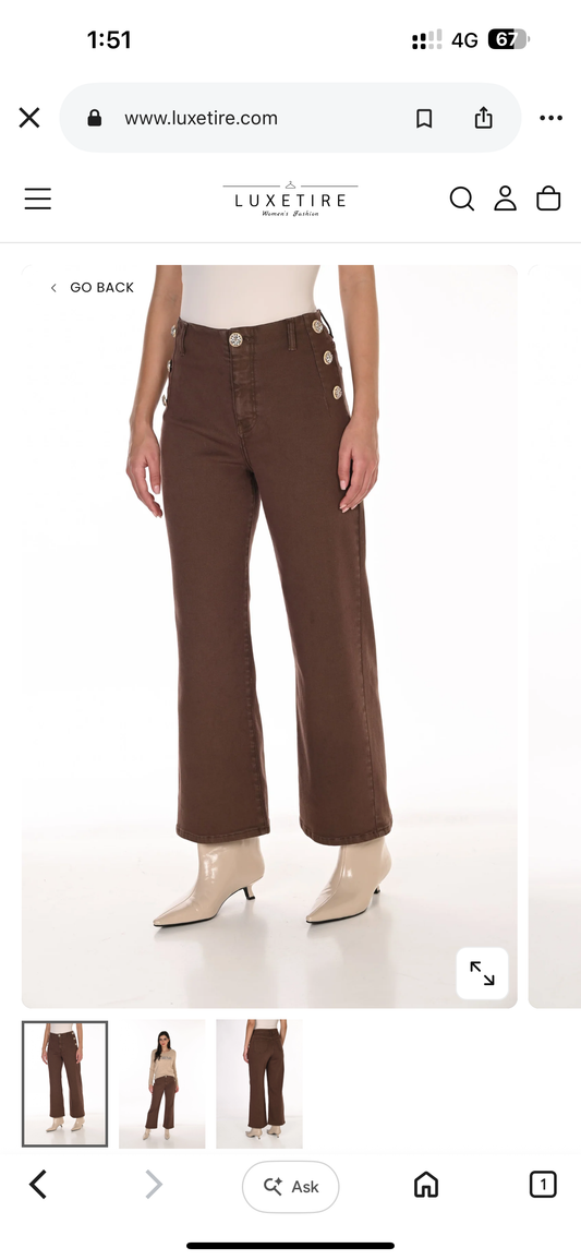 FRANK LYMAN 263789 woven denim pant in brown