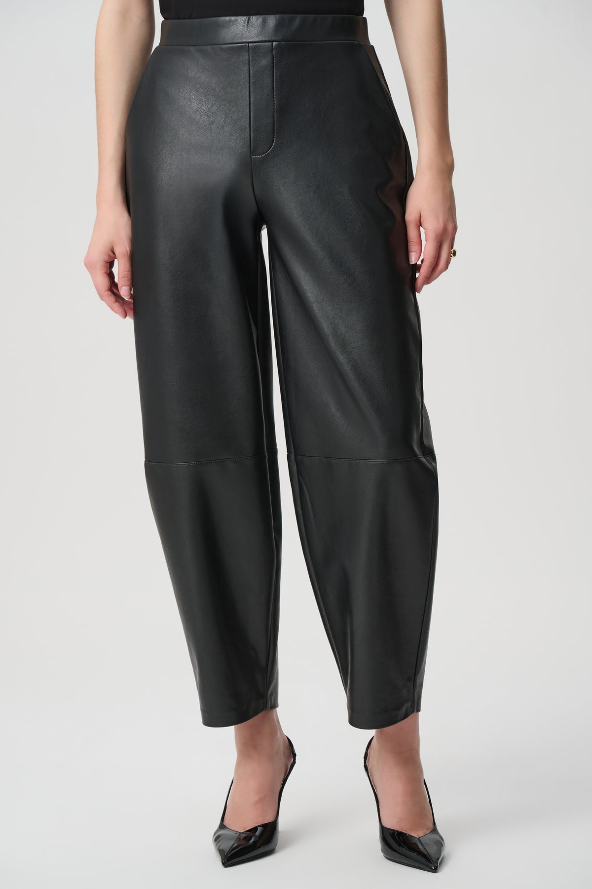 Leatherette Barrel Leg Pants 264217
