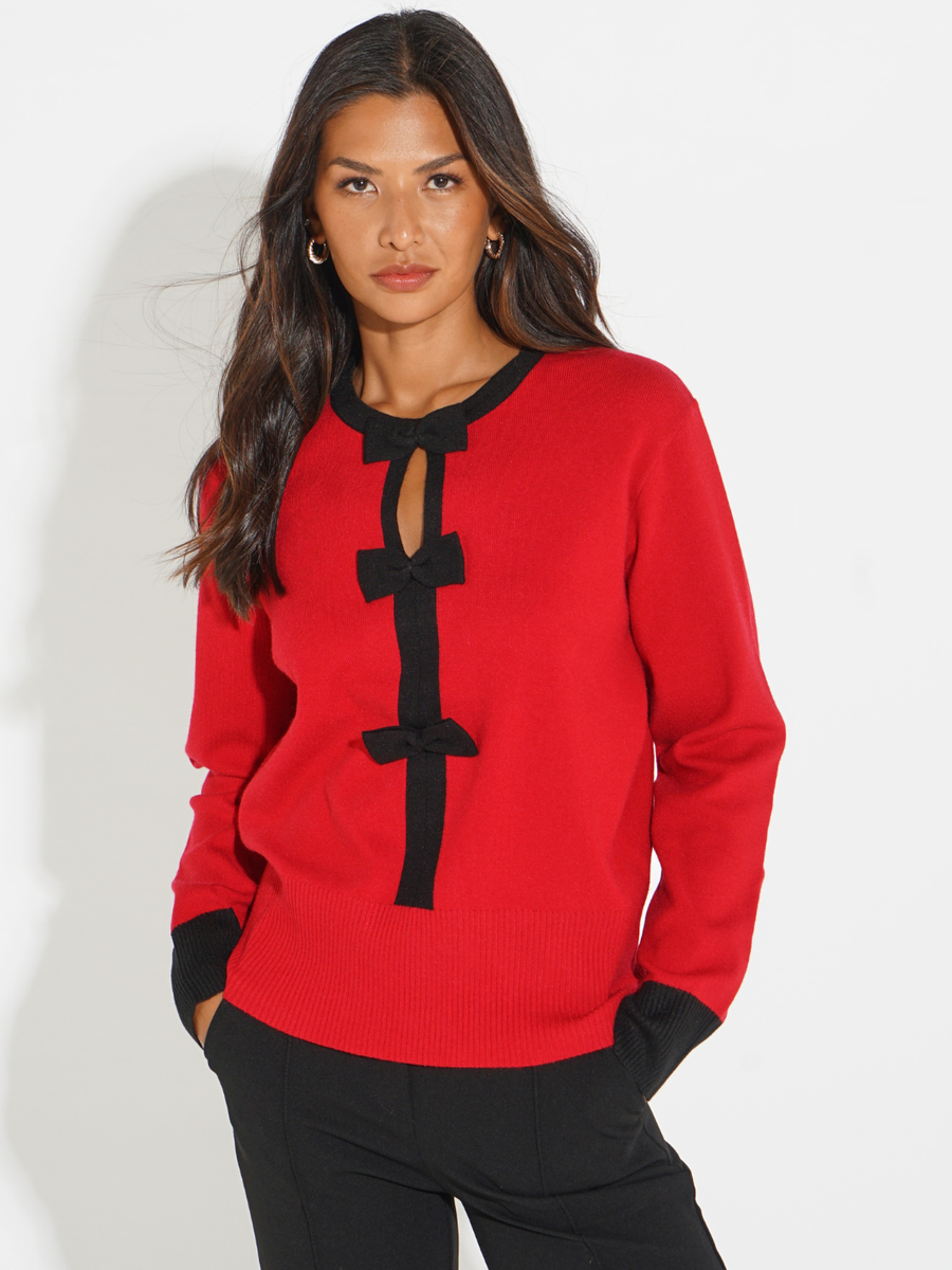 KATE & PIPPA ASPEN BOW KNIT IN RED