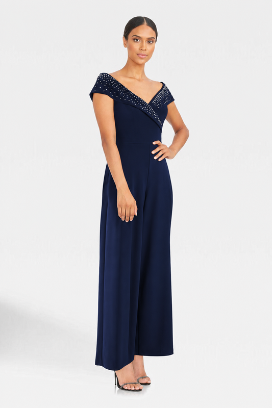 Joseph Ribkoff Elegant Off-Shoulder Jumpsuit – Style 233736 navy