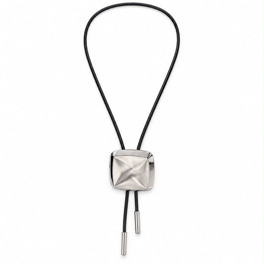 Miss crystal 26824 *Long black cord silver square pendant