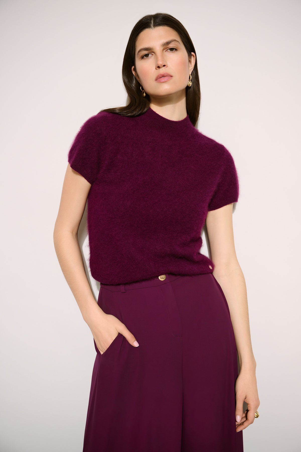 Brushed Wool Short Sleeve Sweater 264966