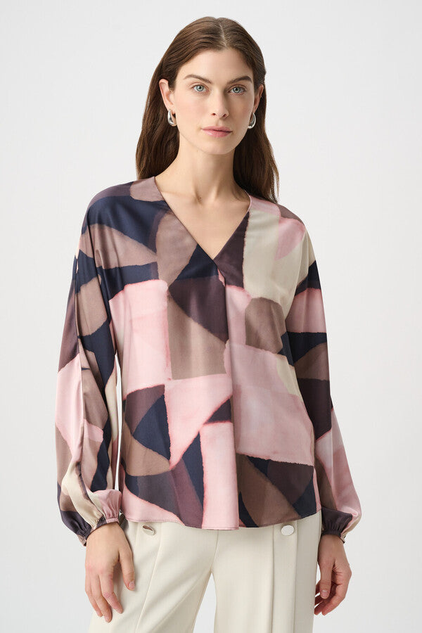 JOSEPH RIBKOFF V-NECK ABSTRACT PULLOVER STYLE 264197