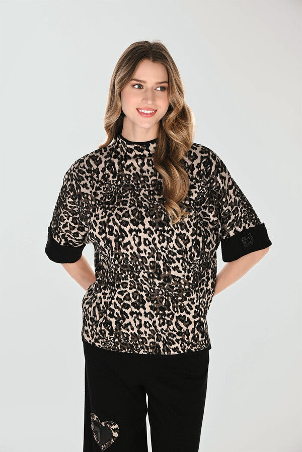 FRANK LYMAN ANIMAL PRINT CASUAL TOP STYLE 263276