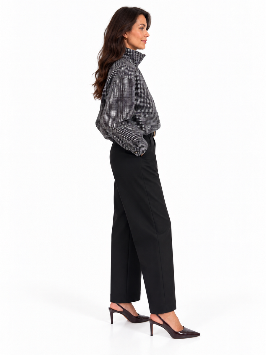 LIL JEN FUNNEL NECK COTSWOLDS JACKET IN BLACK CHECK
