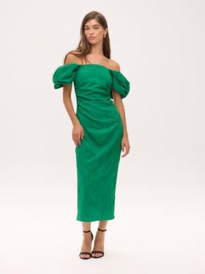 Mioh Capuleto green ruffle mini dress