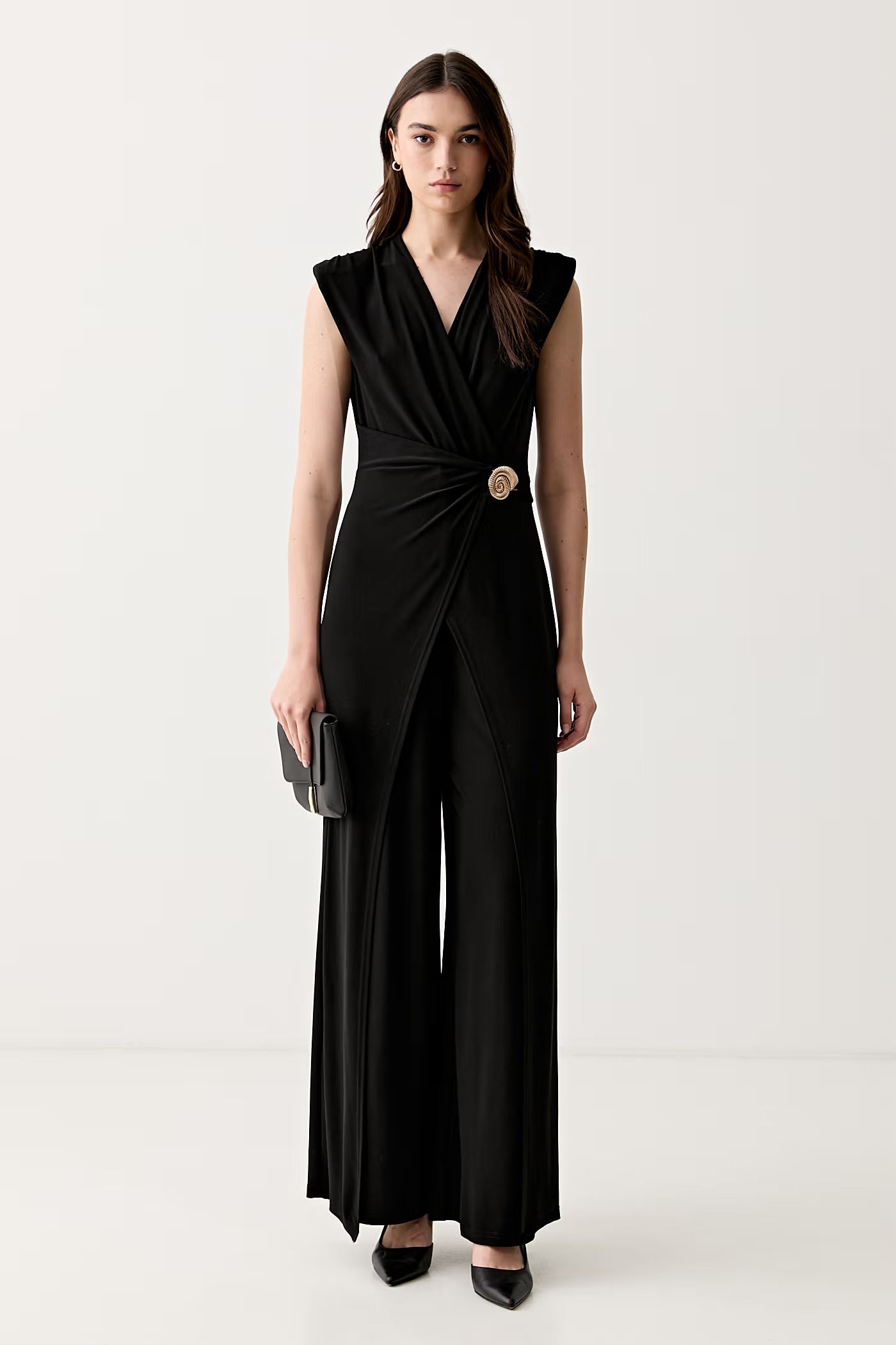 JOSEPH RIBKOFF 262251 Black jumpsuit with shell detail