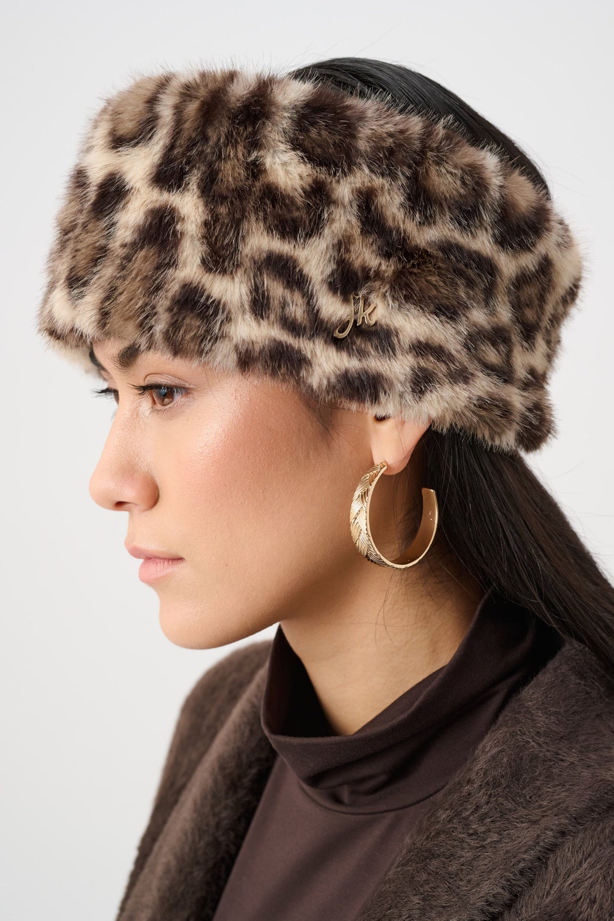 JOSEPH RIBKOFF 263978 Faux Fur Leopard Print Headband