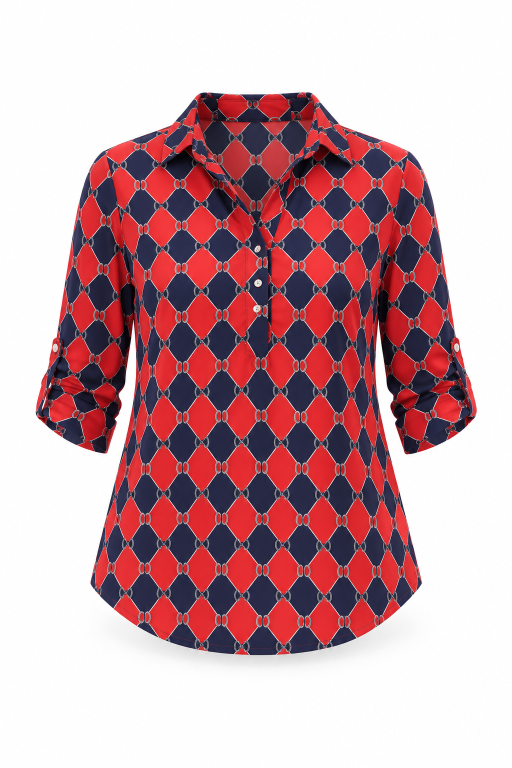 Yew red and navy top