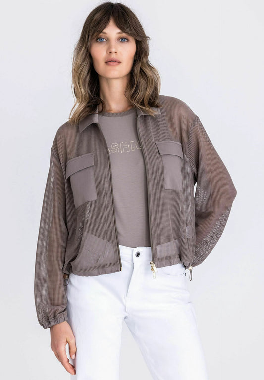 Tuzzi Mesh Zip Jacket – Taupe