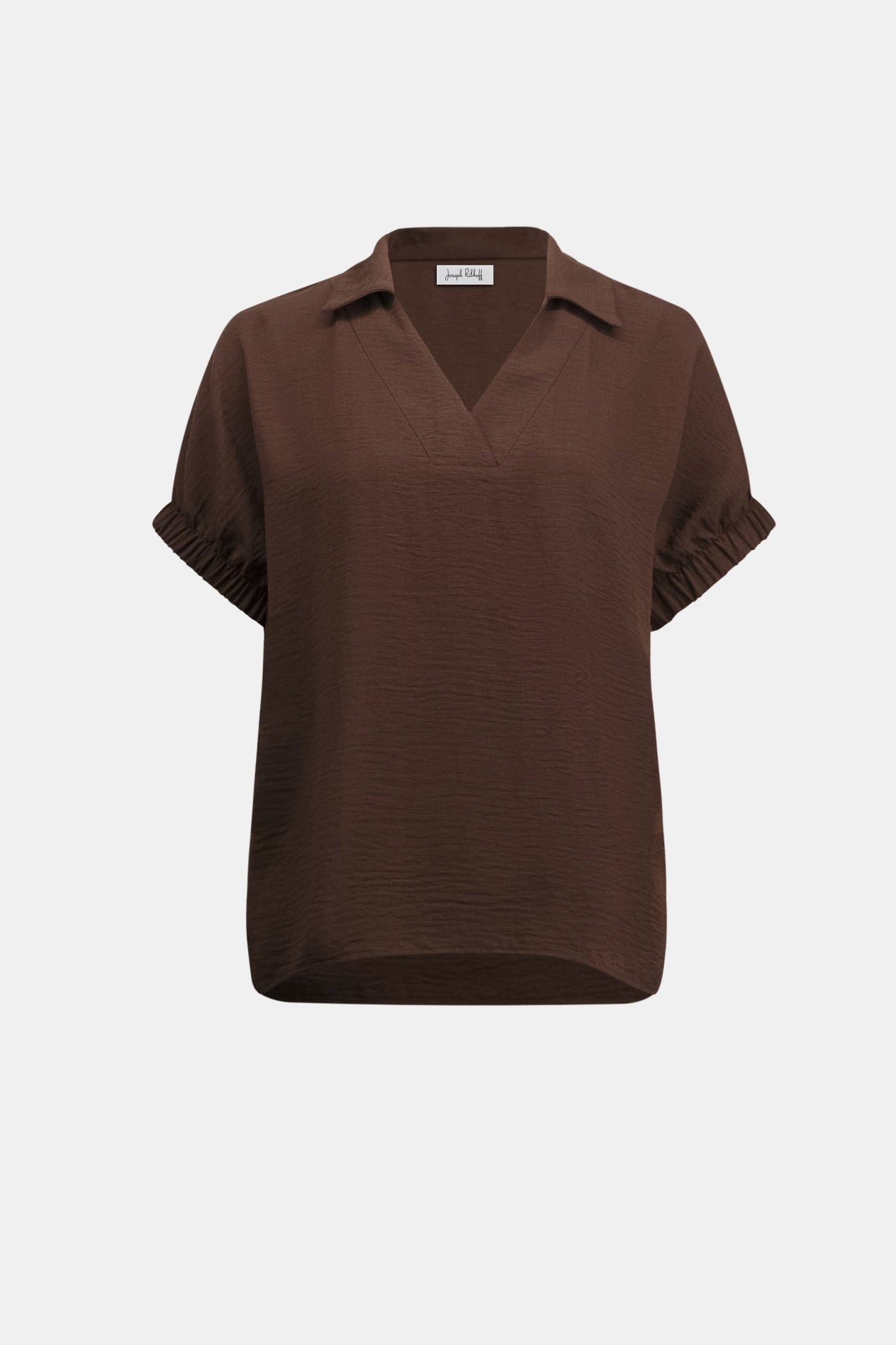 JOSEPH RIBKOFF 262078 Woven Gauze Boxy Top With Shirred Sleeves