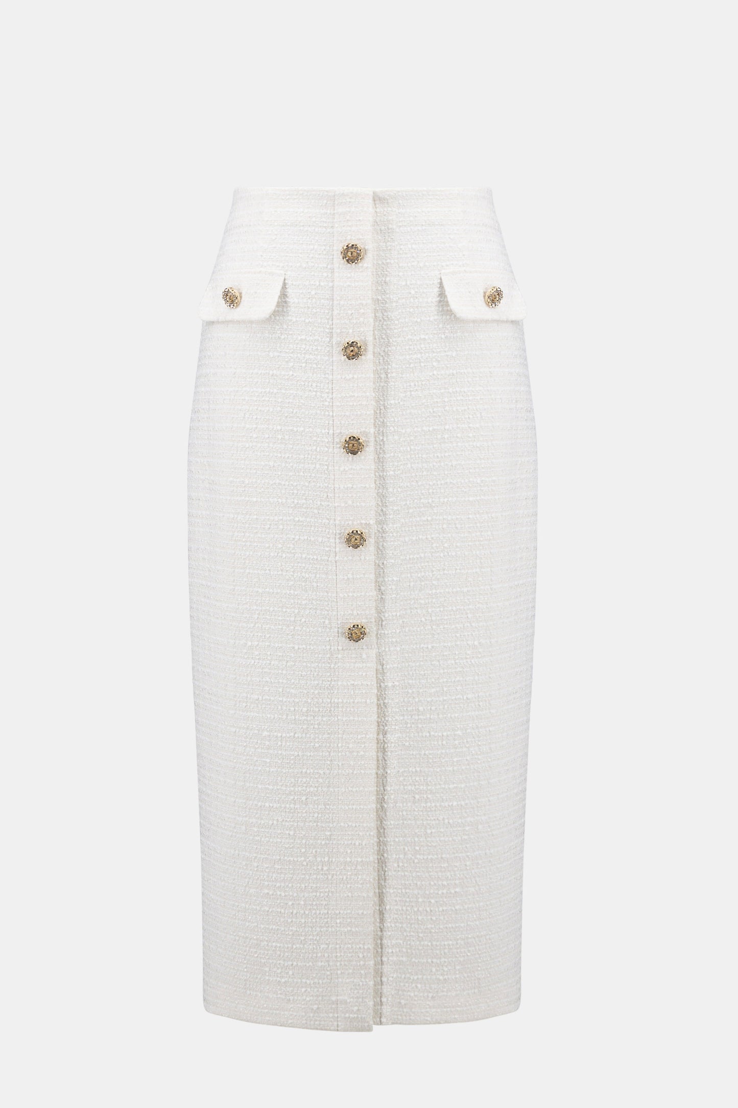 JOSEPH RIBKOFF Bouclé Pencil Skirt With Gold Buttons
261301
