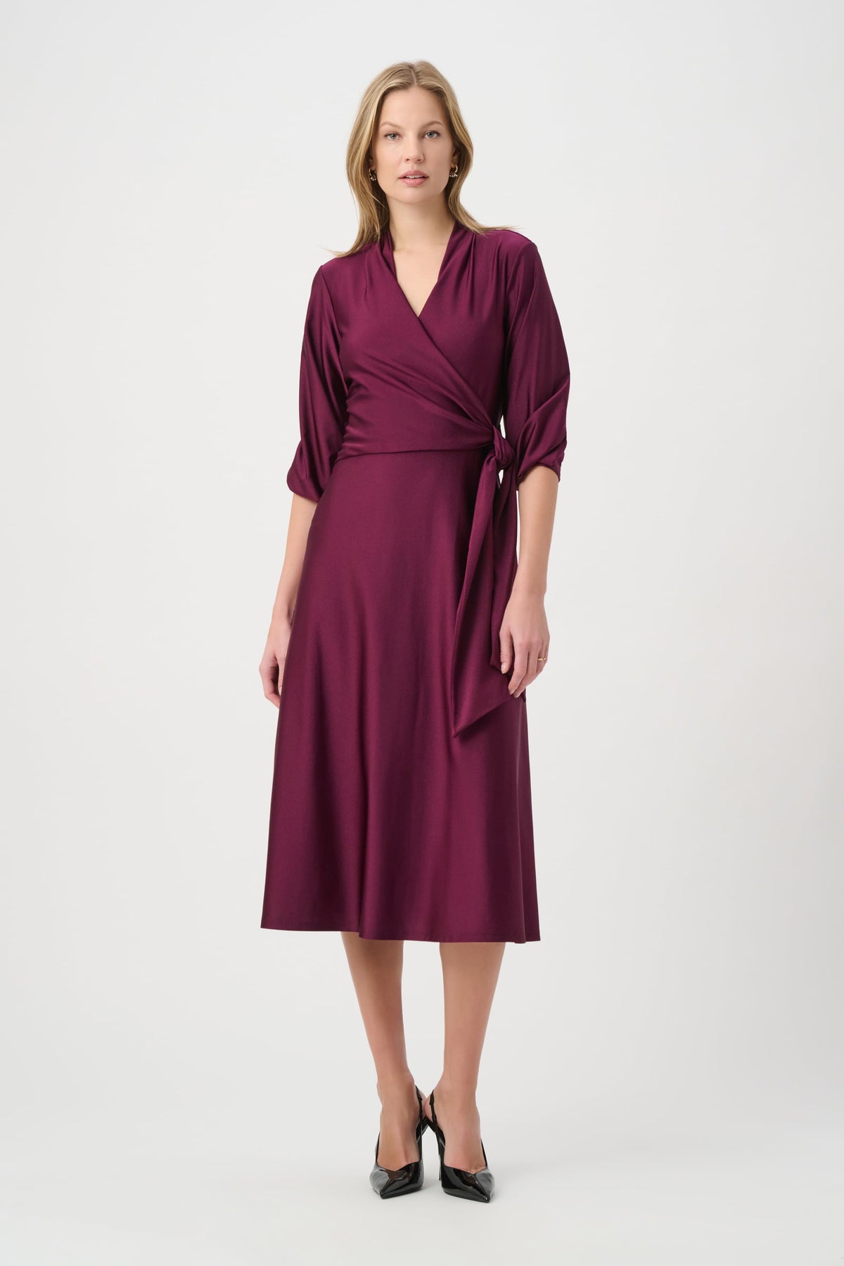 Knit Satin Flowy Wrap Dress
264070