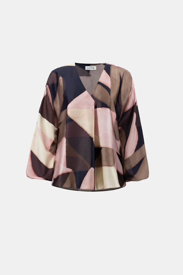 JOSEPH RIBKOFF V-NECK ABSTRACT PULLOVER STYLE 264197