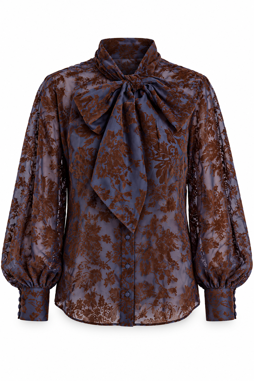 Kyla Blue Floral Bow Blous