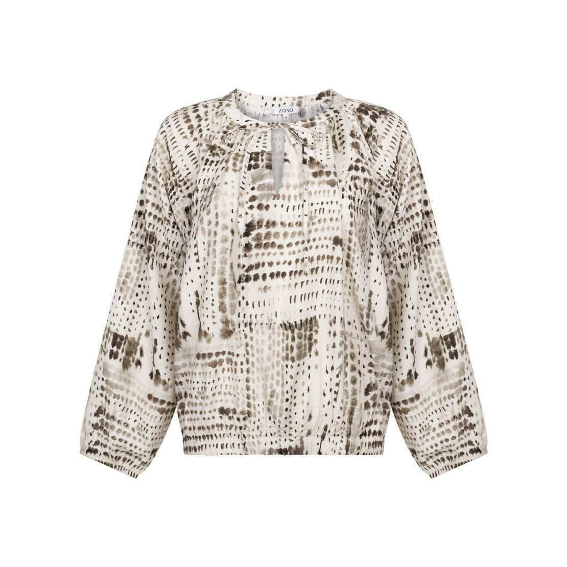 Zoso Abstract Print Tie-Neck Top