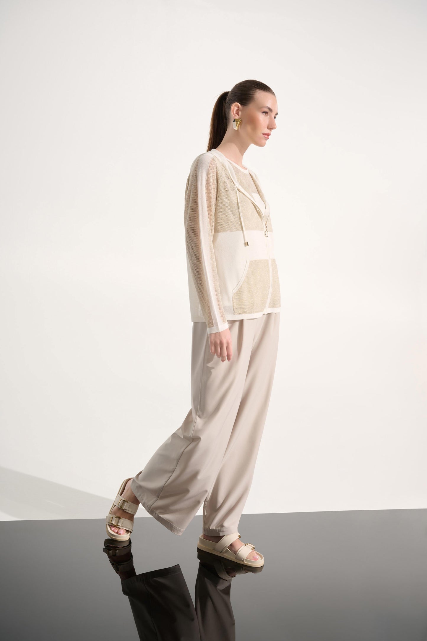 JOSEPH RIBKOFF 262613 Soft Knit Straight Hooded Zip Jacket