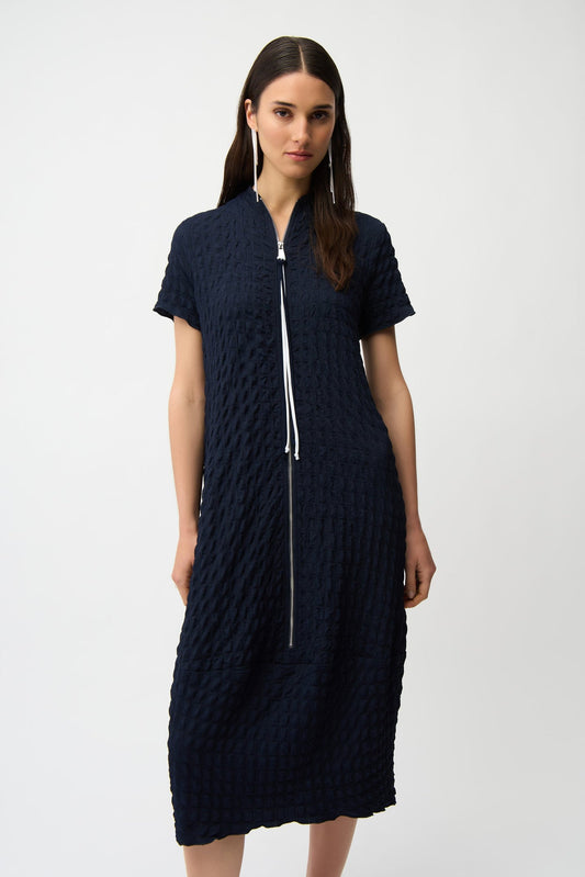 Joseph Ribkoff Textured Cocoon Dress With Front Zipper Style 261064