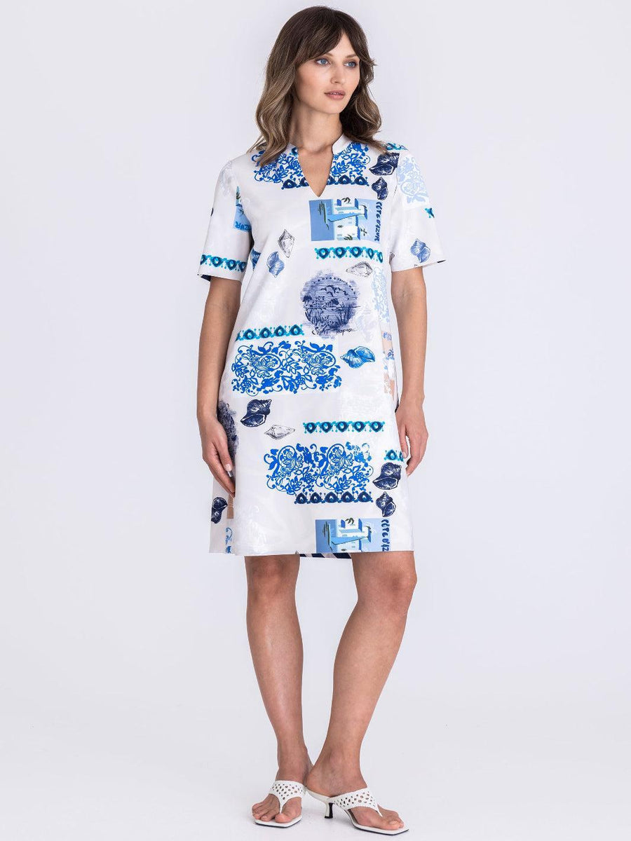 Tuzzi reverisible dress blue print