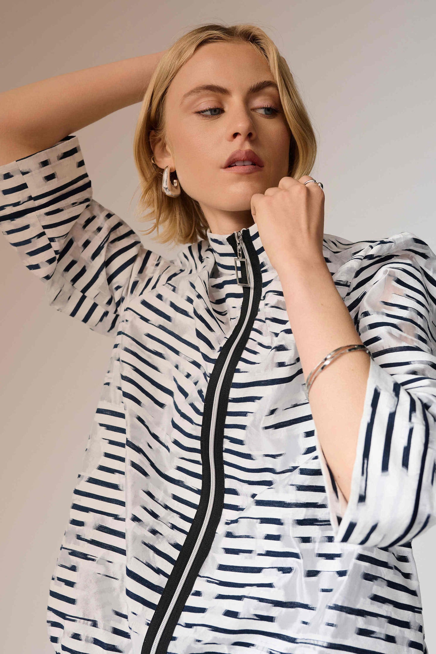 Jacquard Organza Stripe Bomber Jacket
261094