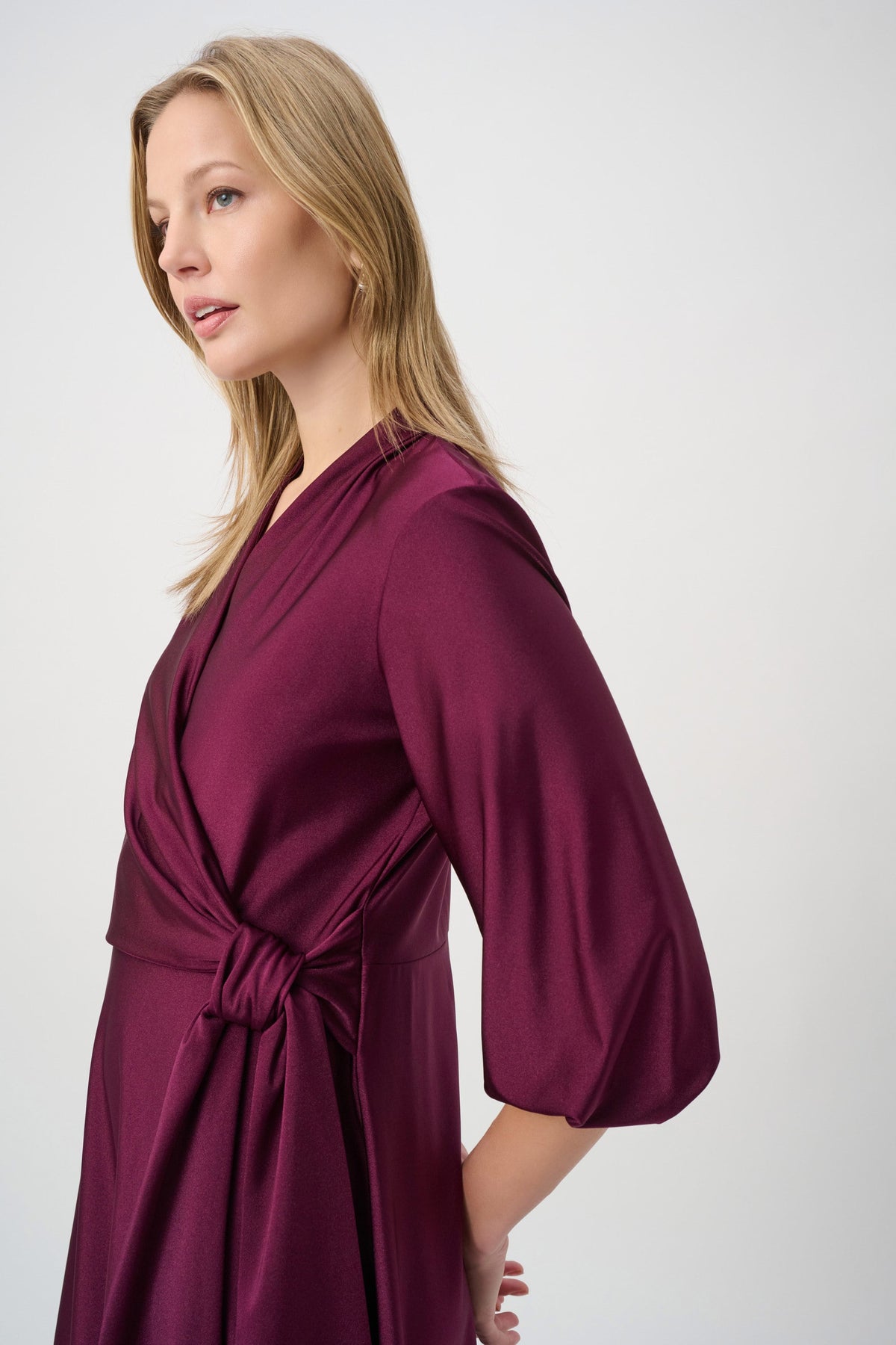 Knit Satin Flowy Wrap Dress
264070