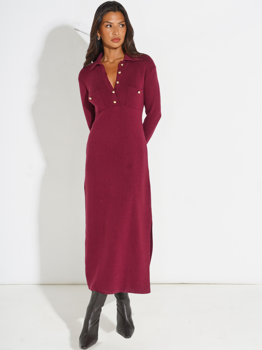 KATE & PIPPA PAYTON KNIT DRESS IN PLUM