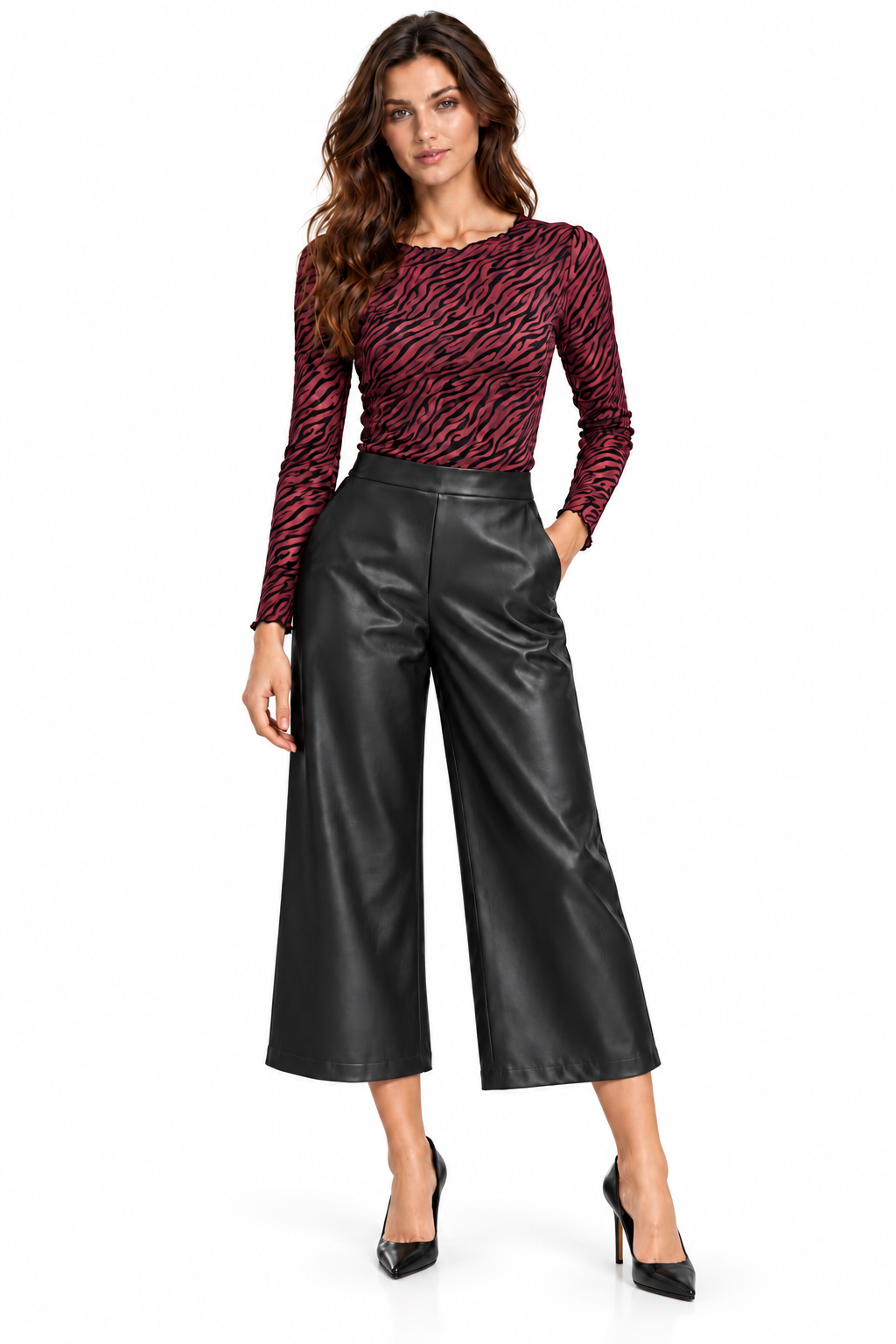 Kate & Pippa Black Faux Leather Culottes