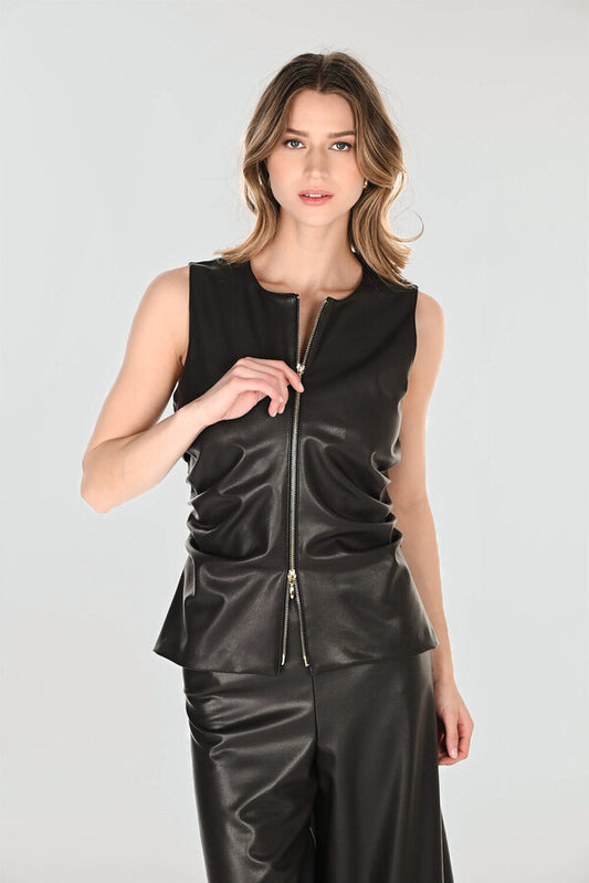 FRANK LYMAN SLEEVELESS LEATHER TOP STYLE 263266