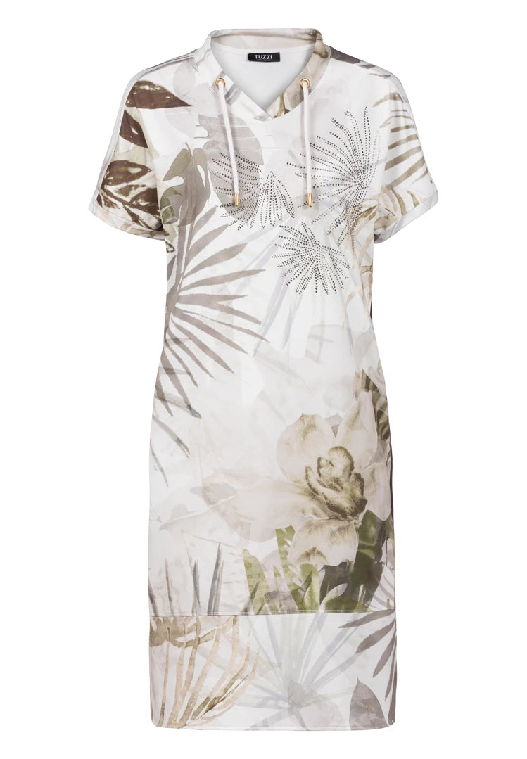 Tuzzi Tropical Print Dress – Neutral Tones