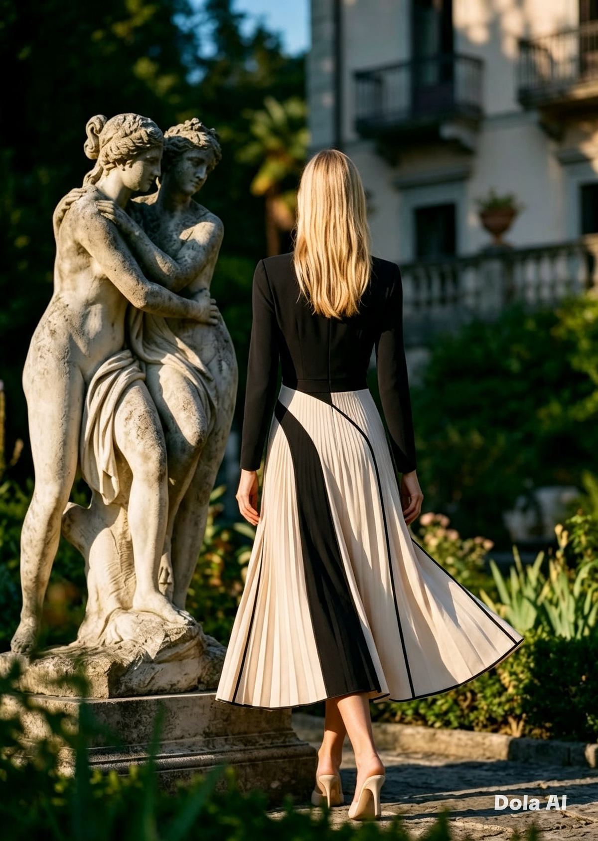 Arggido black and cream dress.