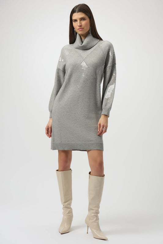 Sweater Knit Straight Dress with Sequin Detail
254931