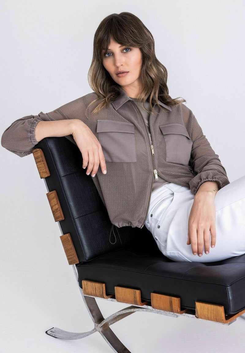 Tuzzi Mesh Zip Jacket – Taupe