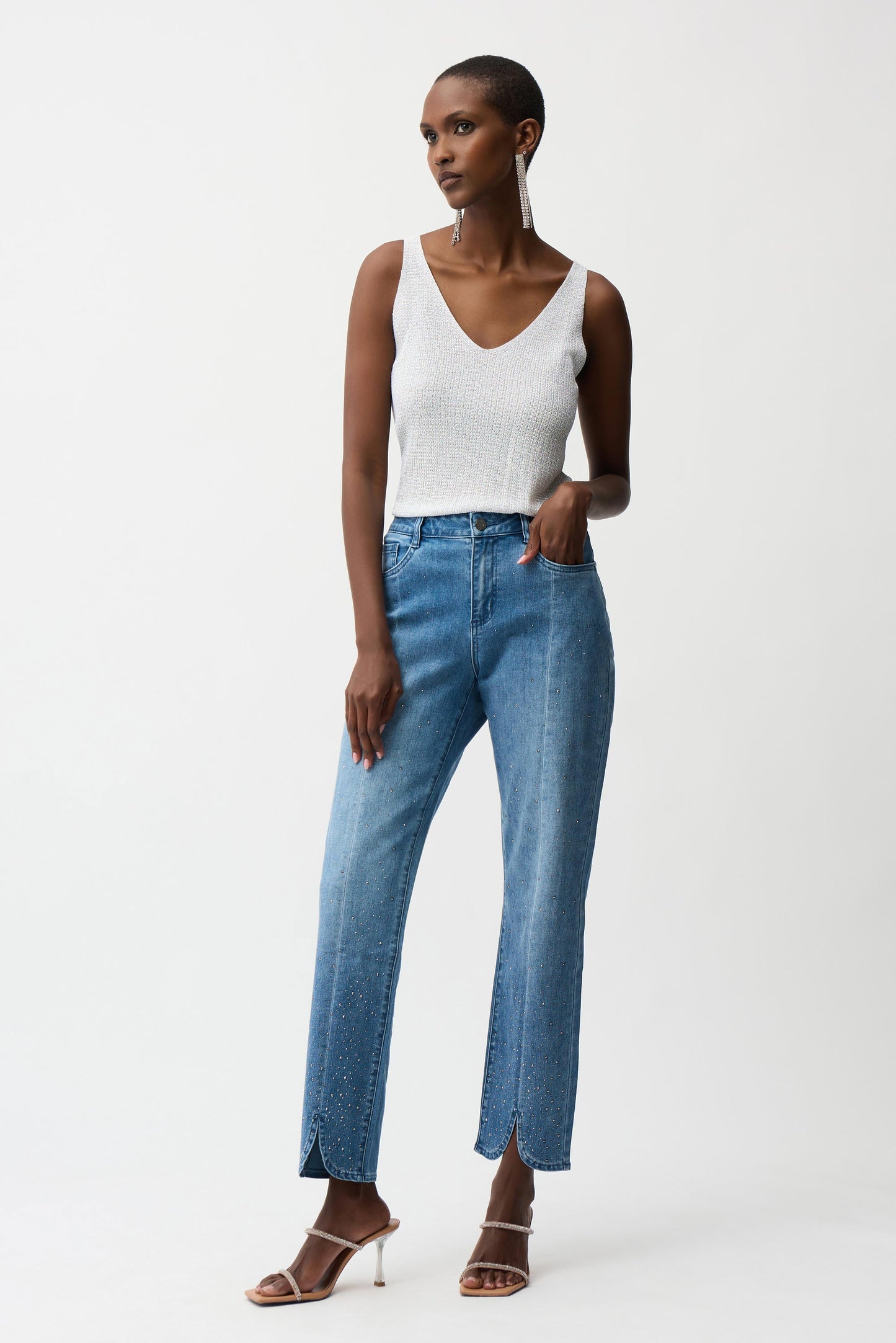 JOSEPH RIBKOFF 261954 Slim Leg Jeans With Rhinestone Detail
