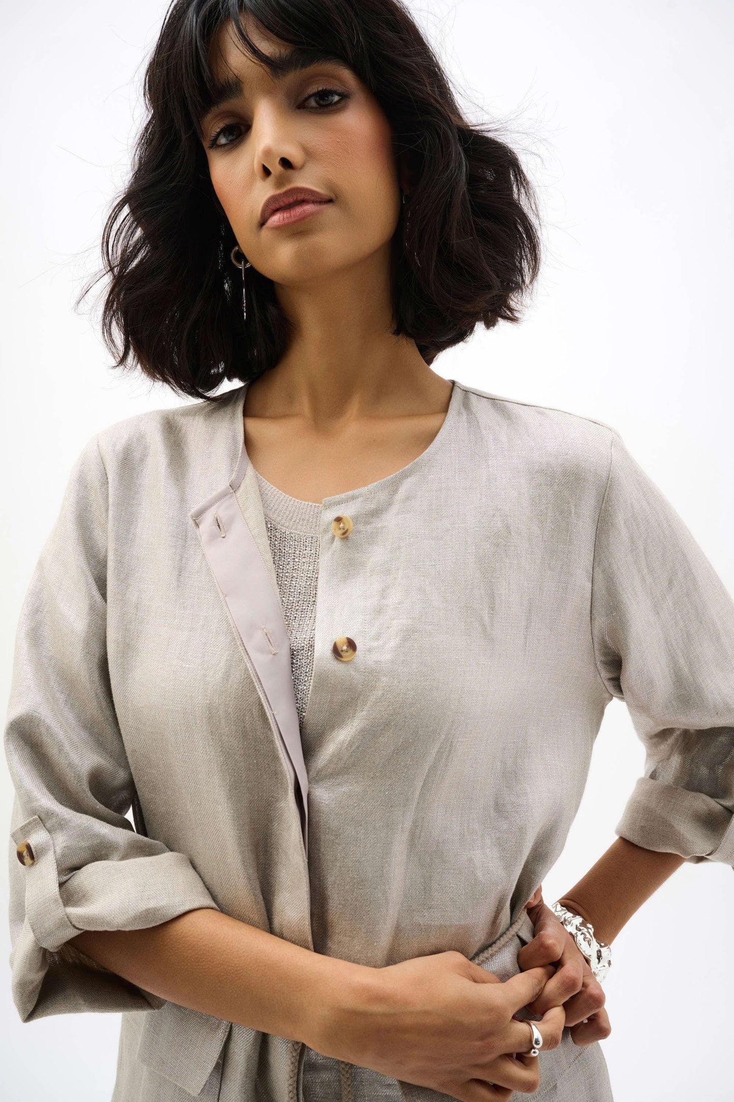 JOSEPH RIBKOFF 262979 Foiled Linen Jacket