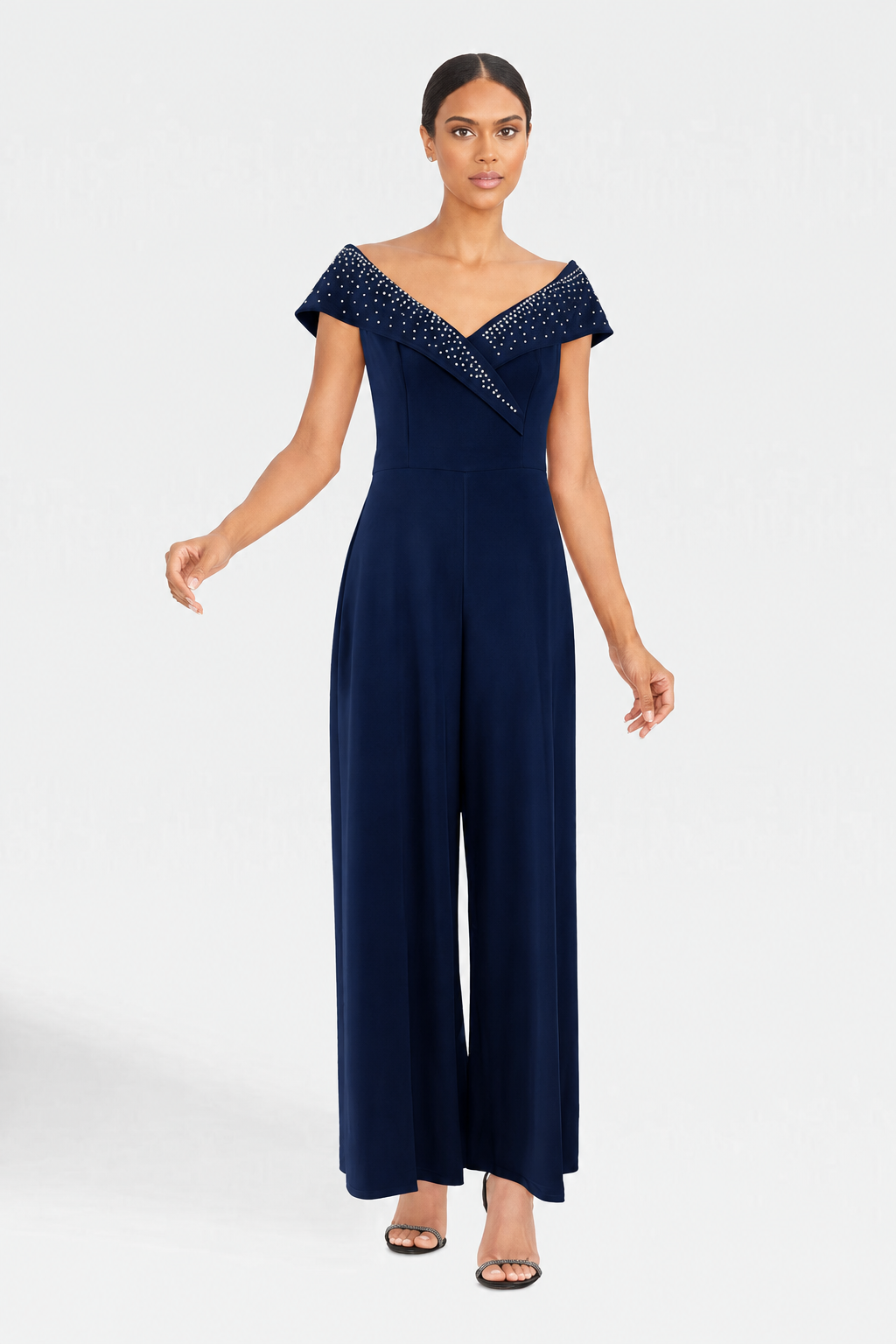 Joseph Ribkoff Elegant Off-Shoulder Jumpsuit – Style 233736 navy