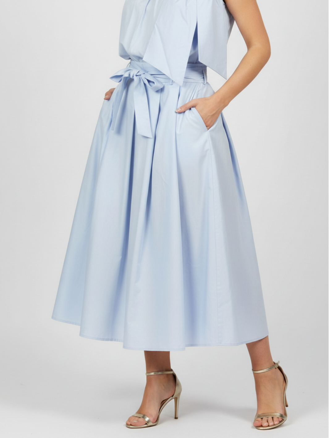 LIL JEN BLAIR COTTON SKIRT & IRIS TOP CO ORD IN POWDER BLUE